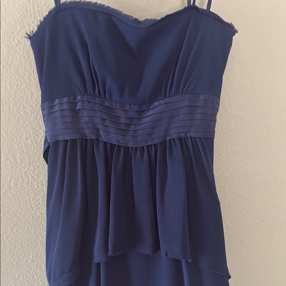 BCBGMaxAzria Blue ruella 💯 silk for Weddings prom formal occasion - Picture 3 of 13